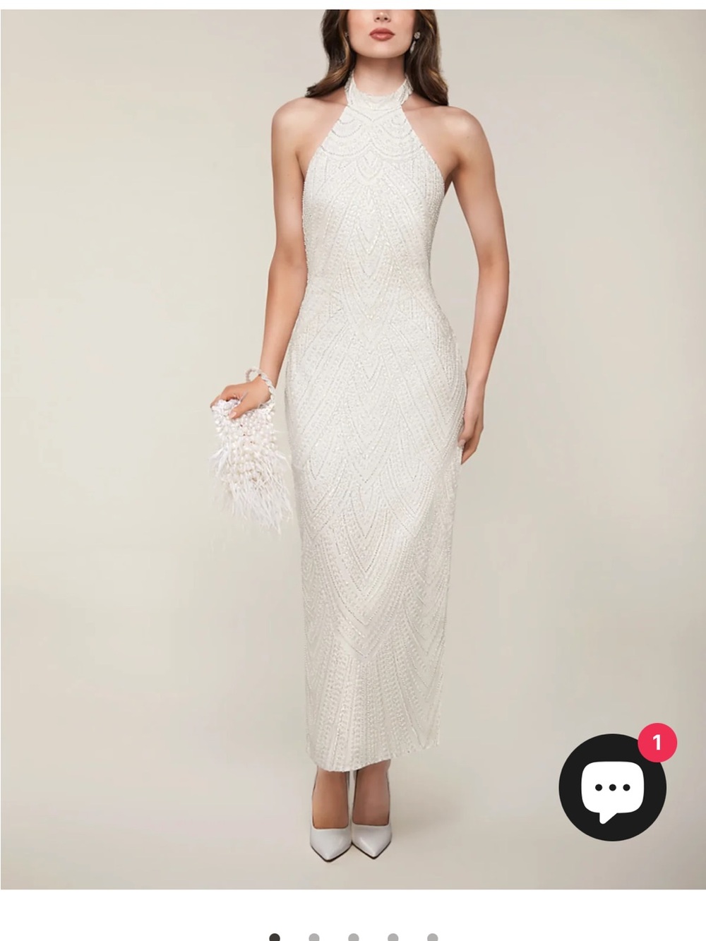 Halter Neck Anne Barge Just One Look Midi Dress in Ivory - Picture 2 of 5